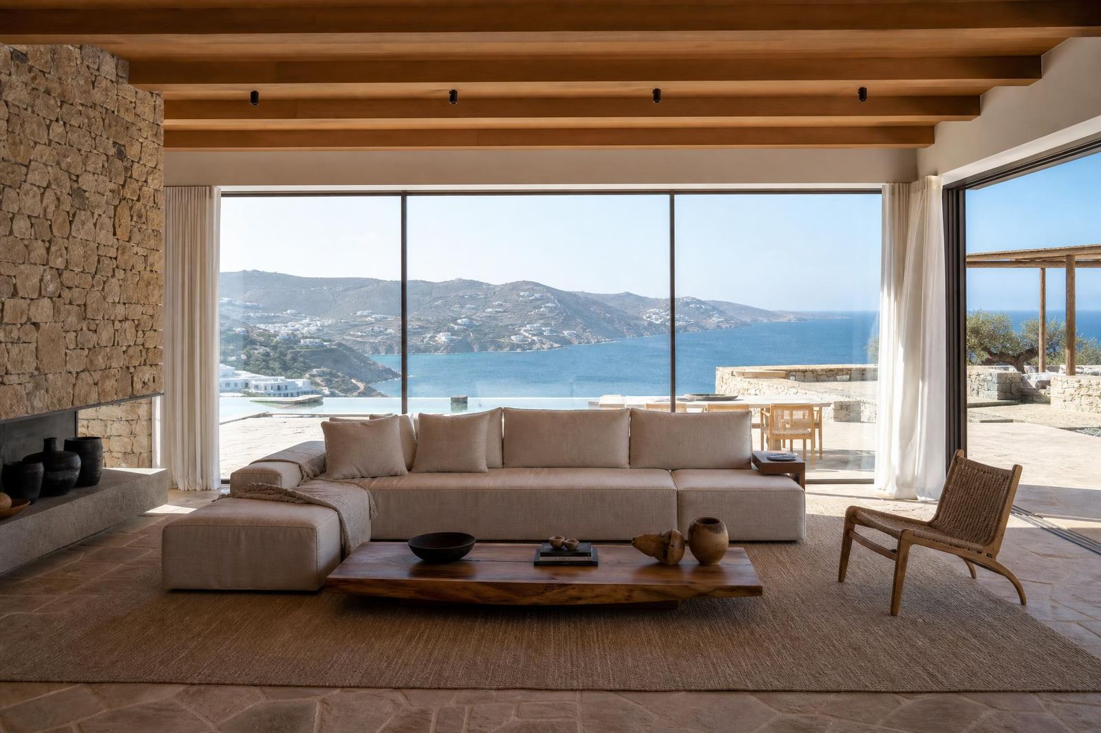 Luxury Mediterranean villa interior overlooking the sea